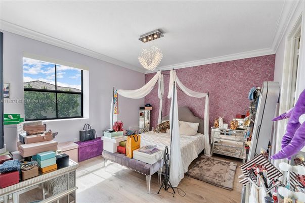 Bedroom, Chandelier, Interior, Wood Texture Flooring