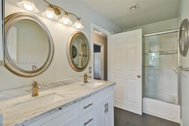 Bathroom, Dual Sink Vanities, Glass Shower, Interior