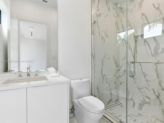 Bathroom, Glass Shower, Interior, Marble Walls