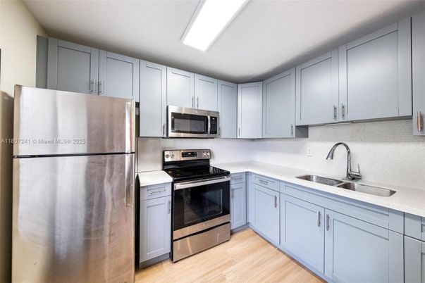 Interior, Kitchen, Stainless Steel Appliances, Wood Texture Flooring