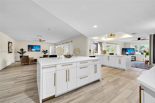 Interior, Kitchen, Recessed Lighting, Wood Texture Flooring