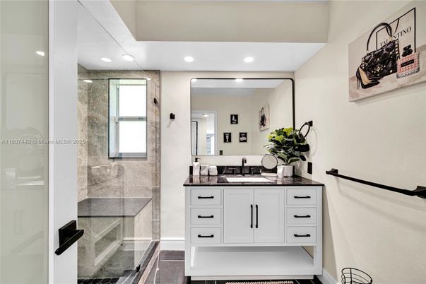 Bathroom, Glass Shower, Interior, Recessed Lighting
