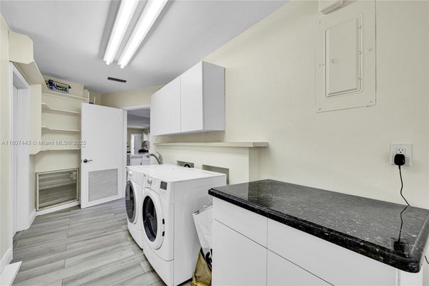 Interior, Washer, Wood Texture Flooring