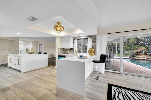 Interior, Kitchen, Recessed Lighting, Wood Texture Flooring