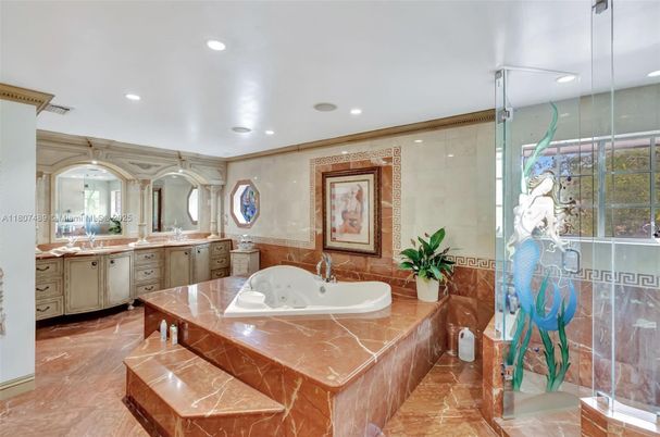 Bathroom, Dual Sink Vanities, Glass Shower, Interior, Recessed Lighting