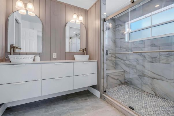 Bathroom, Glass Shower, Interior, Marble Walls