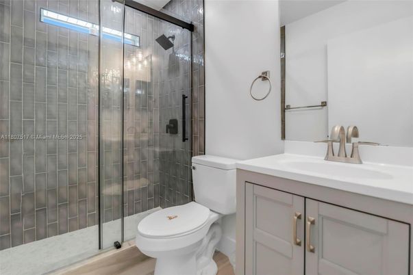Bathroom, Glass Shower, Interior, Wood Texture Flooring