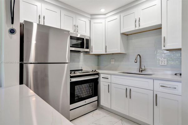 Interior, Kitchen, Marble, Recessed Lighting, Stainless Steel Appliances