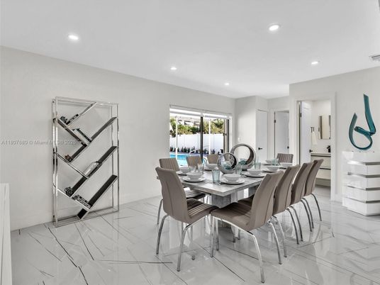 Dining room, Interior, Marble, Recessed Lighting