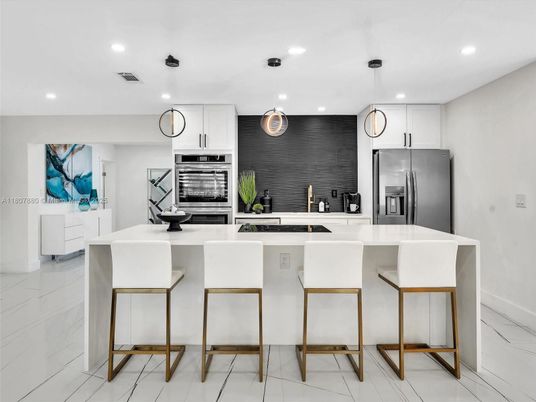 Interior, Kitchen, Marble, Recessed Lighting, Stainless Steel Appliances
