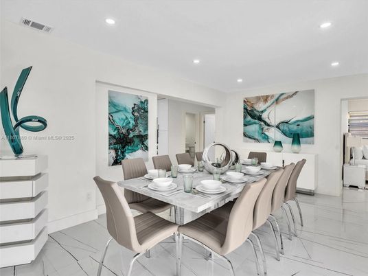 Dining room, Interior, Marble, Recessed Lighting