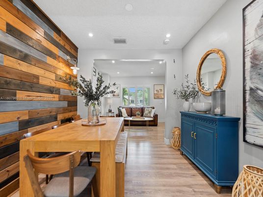 Dining room, Interior, Living room, Recessed Lighting, Wood Texture Flooring, Wooden Walls