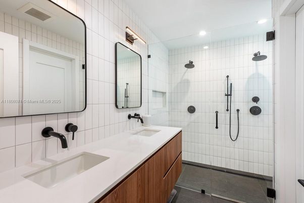 Bathroom, Dual Sink Vanities, Glass Shower, Interior, Recessed Lighting