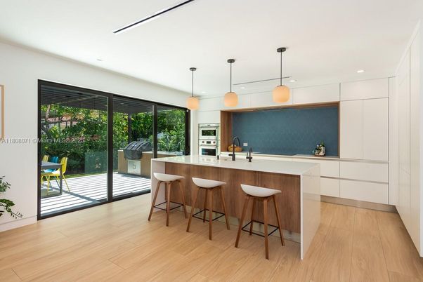 Interior, Kitchen, Pendant Lights, Recessed Lighting, Wood Texture Flooring