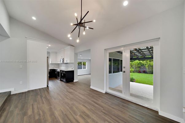 Interior, Kitchen, Pendant Lights, Recessed Lighting, Wood Texture Flooring