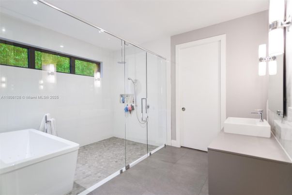 Bathroom, Glass Shower, Interior, Recessed Lighting