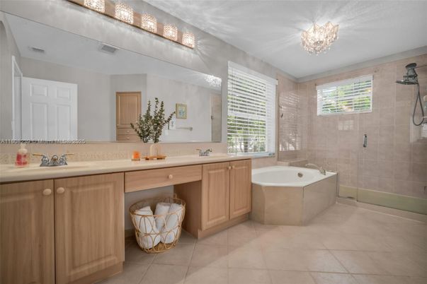 Bathroom, Dual Sink Vanities, Glass Shower, Interior
