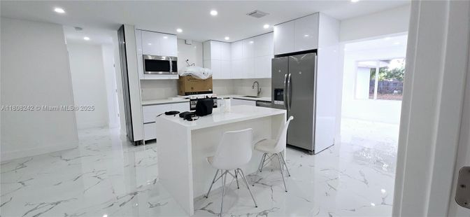 Interior, Kitchen, Marble, Recessed Lighting, Stainless Steel Appliances