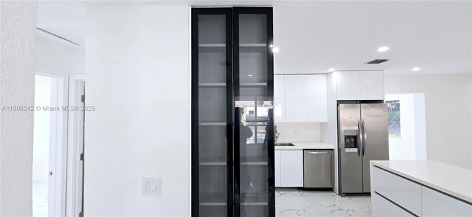 Interior, Kitchen, Marble, Recessed Lighting, Stainless Steel Appliances