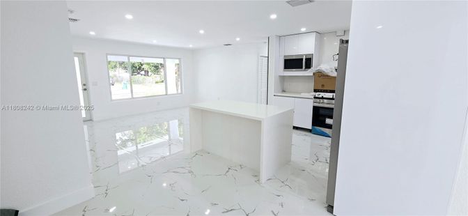 Interior, Kitchen, Marble, Recessed Lighting, Stainless Steel Appliances