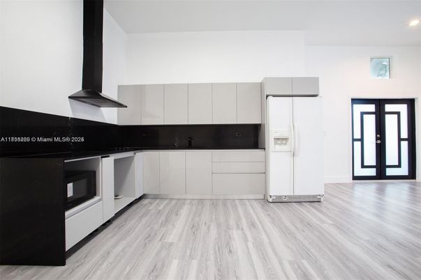 Interior, Kitchen, Recessed Lighting, Wood Texture Flooring