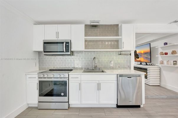 Interior, Kitchen, Stainless Steel Appliances, Wood Texture Flooring