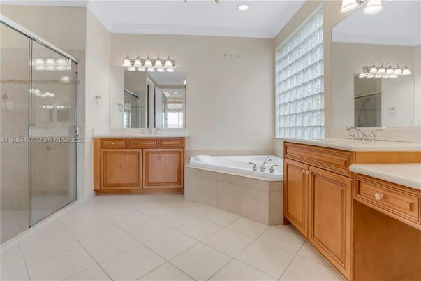 Bathroom, Dual Sink Vanities, Glass Shower, Interior, Recessed Lighting