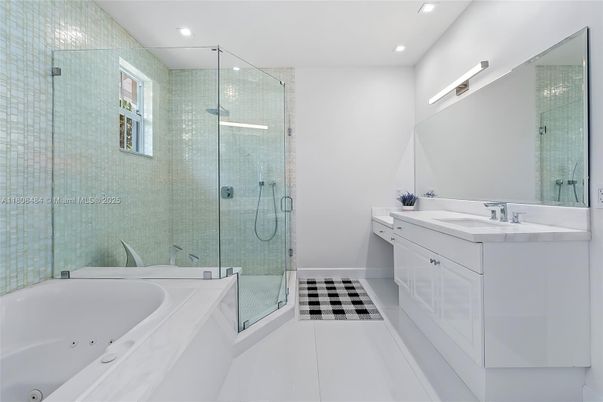 Bathroom, Dual Sink Vanities, Glass Shower, Interior, Recessed Lighting