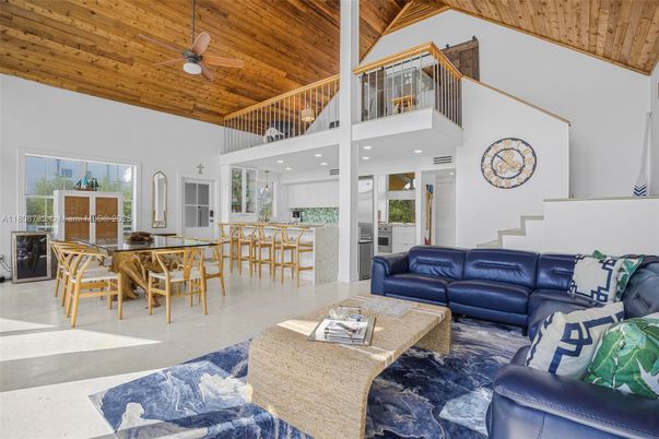 Dining room, Interior, Kitchen, Living room, Recessed Lighting, Wooden Ceilings