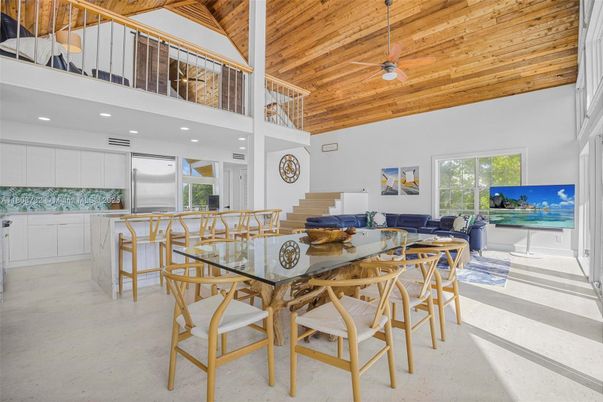 Dining room, Interior, Kitchen, Living room, Recessed Lighting, Wooden Ceilings