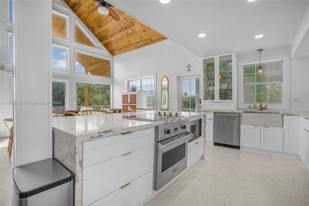 Interior, Kitchen, Recessed Lighting, Stainless Steel Appliances, Wooden Ceilings