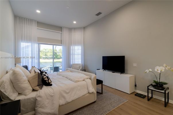 Bedroom, Interior, Recessed Lighting, Water, Wood Texture Flooring