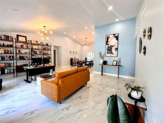 Chandelier, Home Office, Interior, Living room, Marble, Pendant Lights, Recessed Lighting