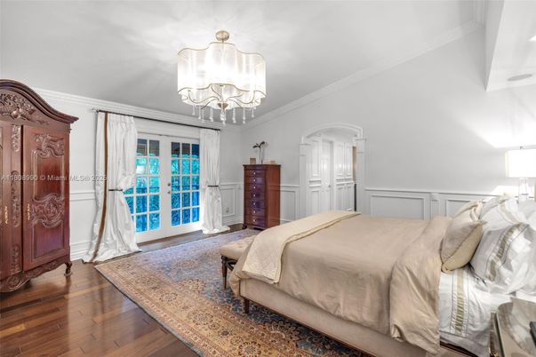 Bedroom, Chandelier, Interior, Wood Texture Flooring