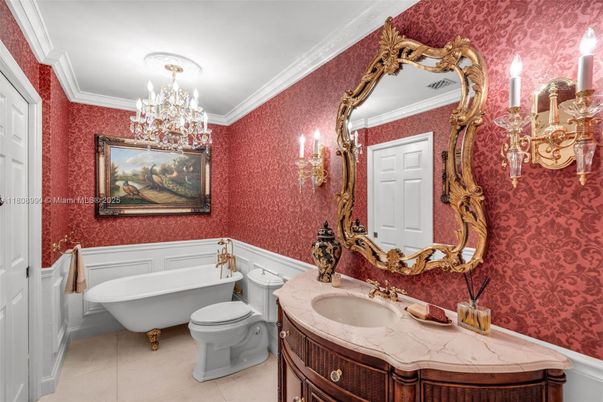 Bathroom, Chandelier, Interior