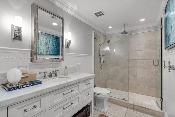 Bathroom, Glass Shower, Interior, Recessed Lighting