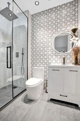 Bathroom, Glass Shower, Interior, Recessed Lighting