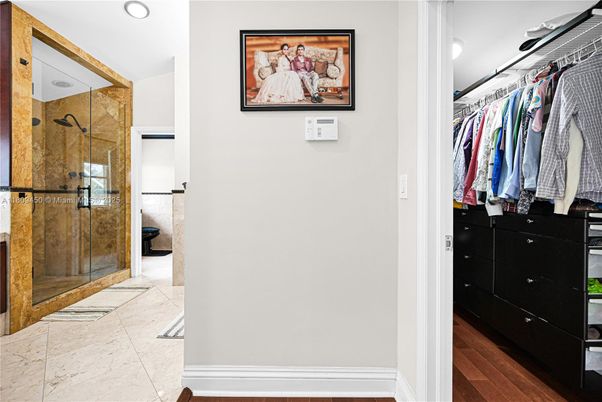 Bathroom, Glass Shower, Interior, Recessed Lighting, Walk-in Closets