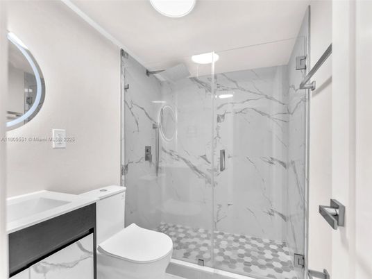 Bathroom, Glass Shower, Interior, Marble Walls