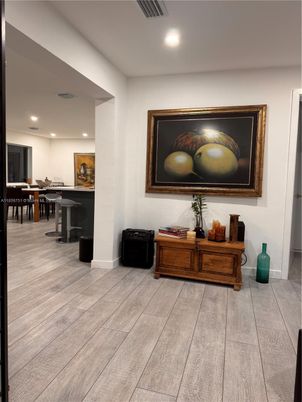 Dining room, Interior, Recessed Lighting, Wood Texture Flooring