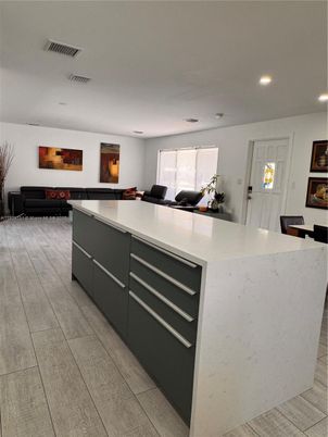 Interior, Kitchen, Recessed Lighting, Wood Texture Flooring