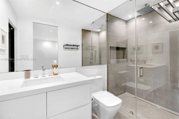 Bathroom, Glass Shower, Interior, Recessed Lighting