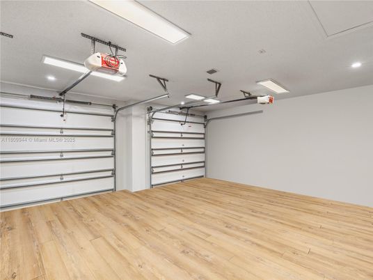 Garage, Interior, Recessed Lighting, Wood Texture Flooring