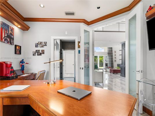 Home Office, Interior, Marble, Recessed Lighting