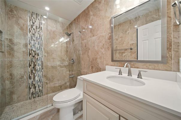 Bathroom, Glass Shower, Interior, Recessed Lighting