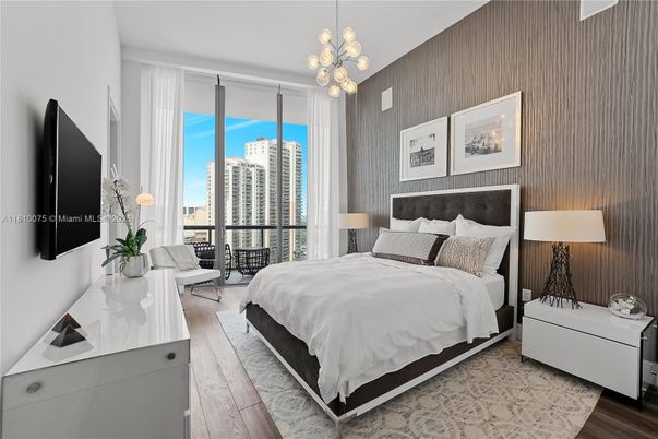 Bedroom, Interior, Pendant Lights, Wood Texture Flooring, Wooden Walls