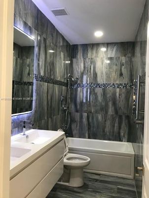 Bathroom, Interior, Marble Walls, Recessed Lighting