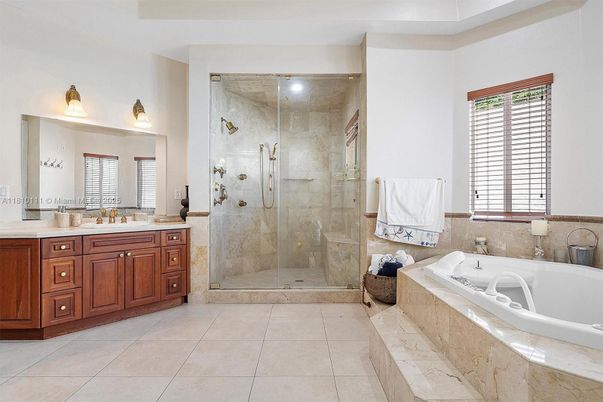 Bathroom, Dual Sink Vanities, Glass Shower, Interior, Recessed Lighting
