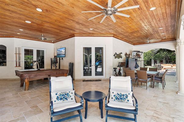 Billiard Table, Exterior, Game Room, Recessed Lighting, Wooden Ceilings