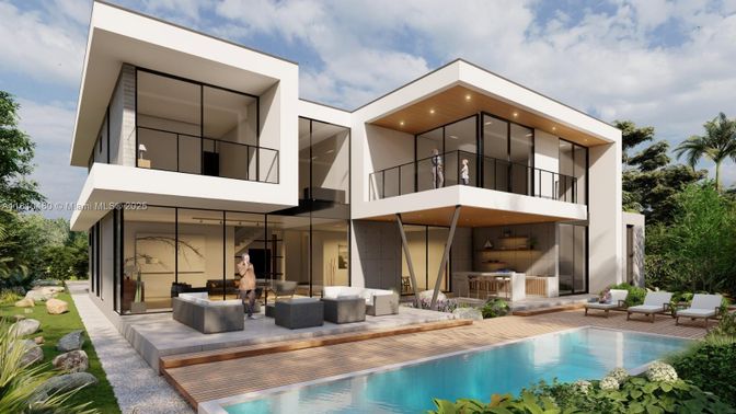Exterior, Facade, Pool, Modern